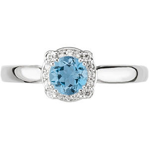 Zlatý prsten s akvamarínem a diamanty 416