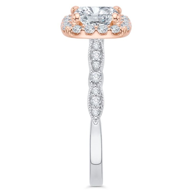 Zlatý moissanitový zásnubní prsten v halo stylu 66232