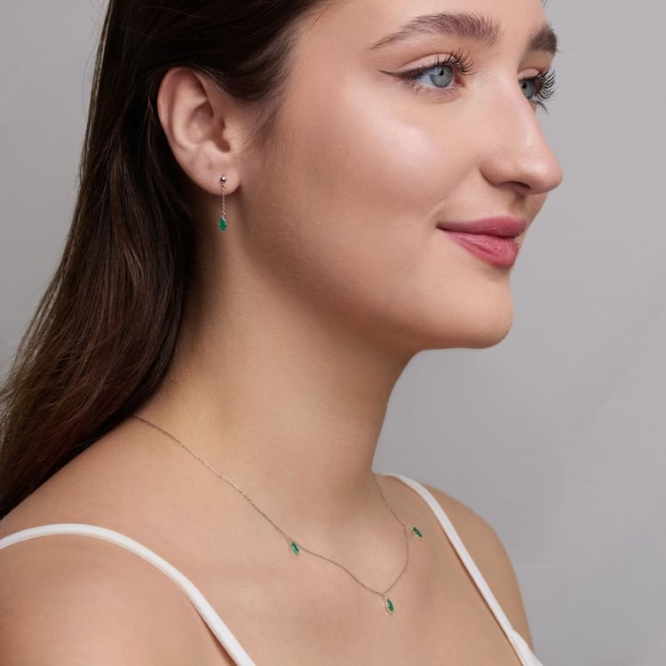 Zlaté visací náušnice s brazilskými smaragdy 164065