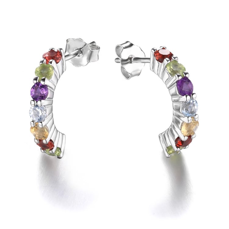 Stříbrné visací náušnice vykládané drahokamy Anuri