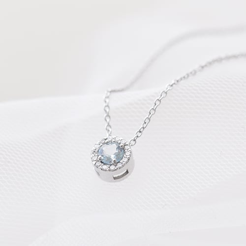 Halo přívěsek s akvamarínem a diamanty Vicky