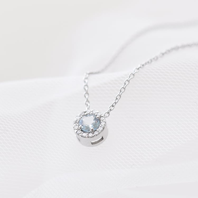 Náhrdelník s akvamarínem a diamanty 60994