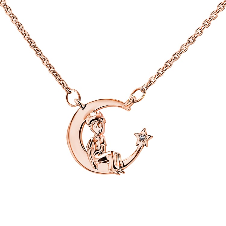 Náhrdelník ve tvaru měsíčku s diamantem Malý princ 148382