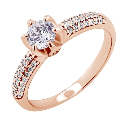 Zásnubní zlatý prsten s lab-grown diamanty Lineas