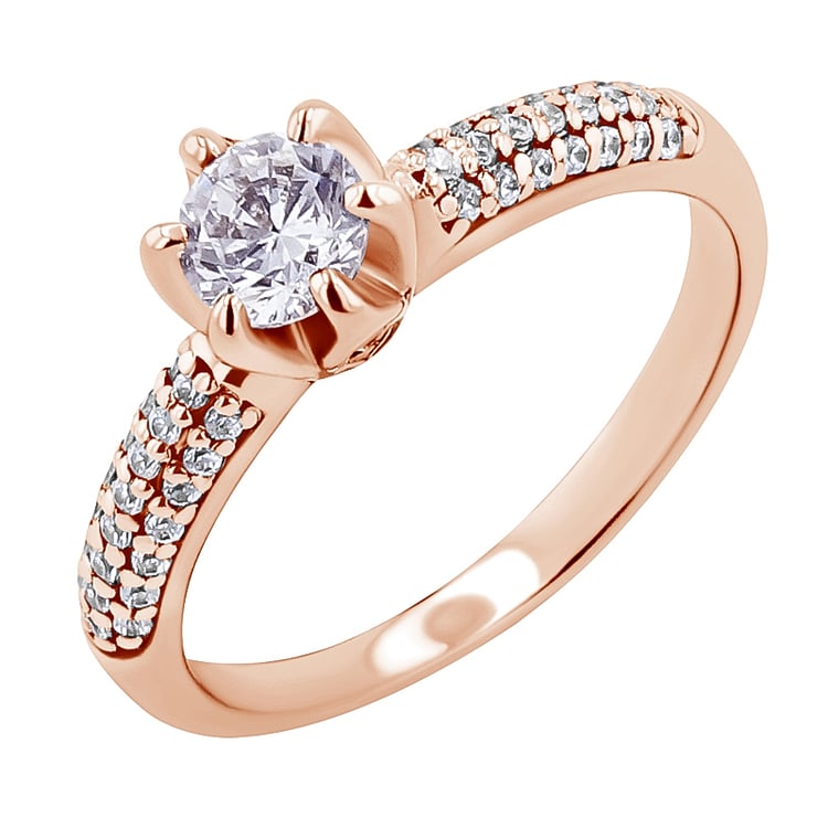 Zásnubní zlatý prsten s lab-grown diamanty Lineas 151697