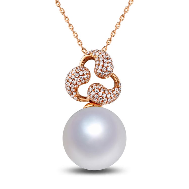 Perlový zlatý náhrdelník s diamanty Omia