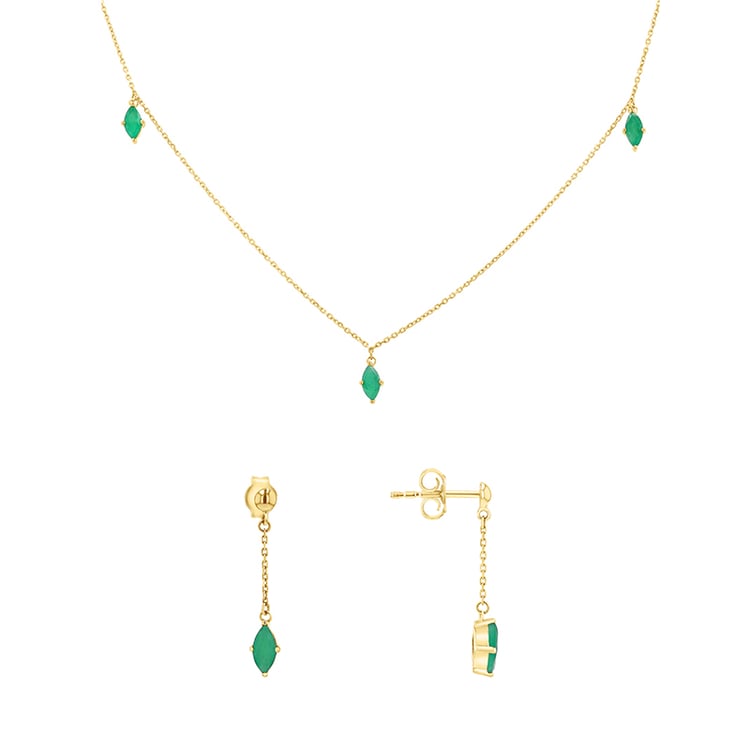 Zlatá kolekce šperků s brazilskými smaragdy Raíz