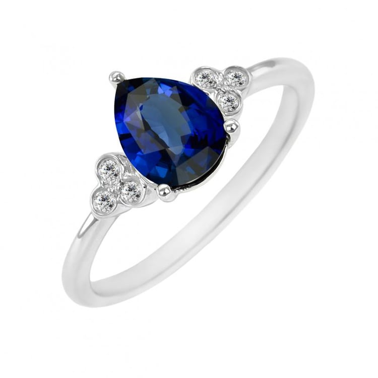 Zlatý zásnubní prsten se safírem a diamanty Emely