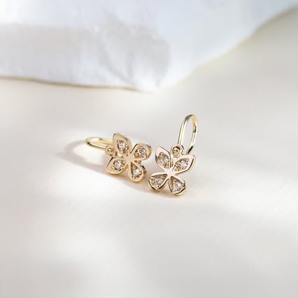 Zlaté dětské náušnice motýlek s lab-grown diamanty Madeleine