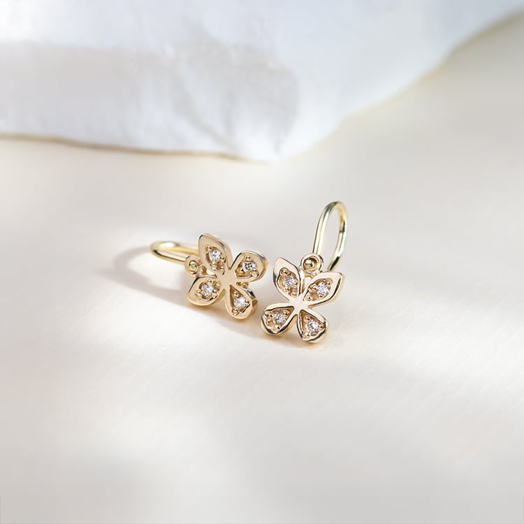 Zlaté dětské náušnice motýlek s lab-grown diamanty Madeleine 151741