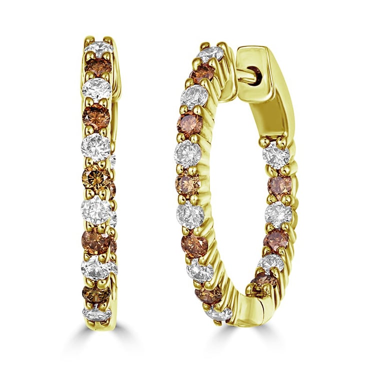 Zlaté náušnice s champagne diamanty 77800