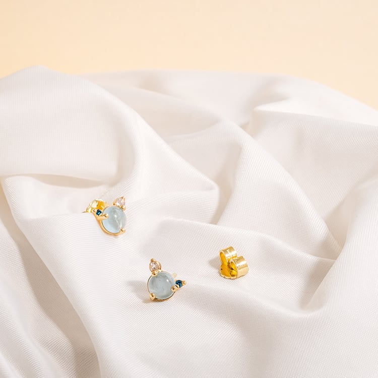 Náušnice s akvamarínem, měsíčním kamenem a modrým diamantem Turgay 120266