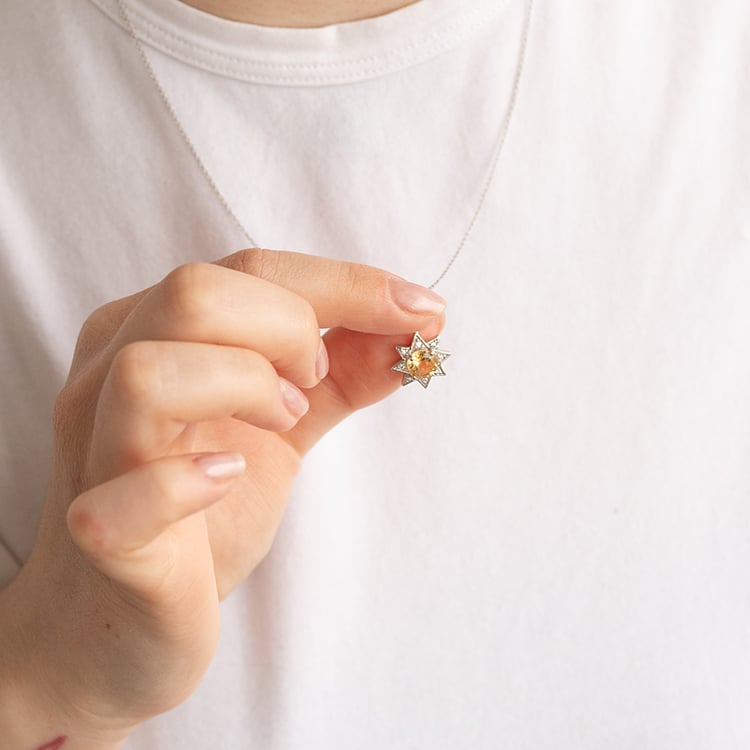 Stříbrný přívěsek s citrínem a zirkony ve tvaru hvězdy Bohemia 135325