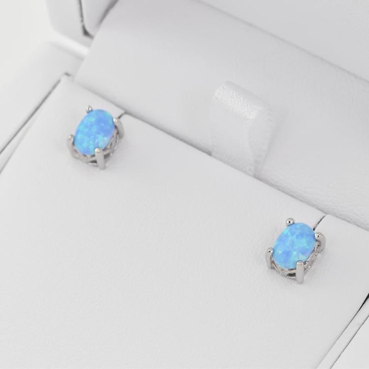 Stříbrné náušnice s modrými opály Teuln 26118
