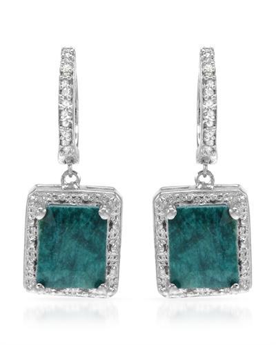 Stříbrné smaragdové náušnice