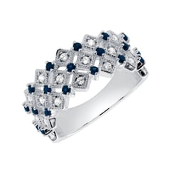 Moderní stříbrný prsten s diamanty a safíry Arnt