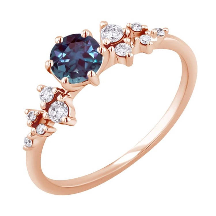 Zásnubní prsten s lab-grown alexandritem a lab-grown diamanty Olha 151017