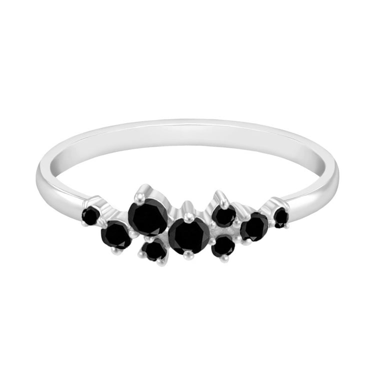 Cluster prsten z bílého zlata s černými diamanty Isolde