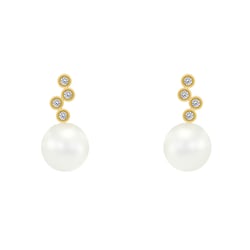 Náušnice s diamanty a bílou perlou Nayonika