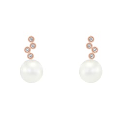 Náušnice s diamanty a bílou perlou Nayonika