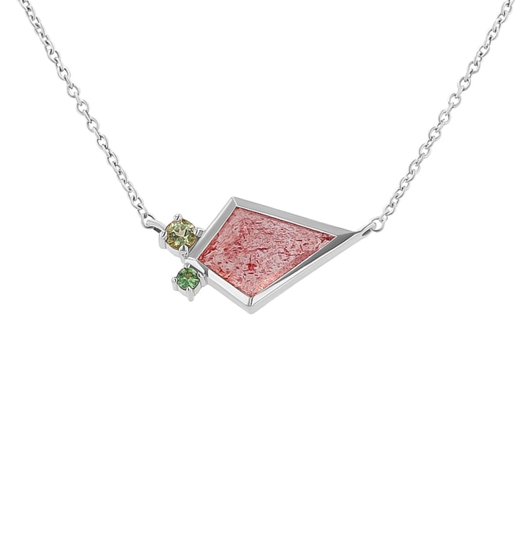 Náhrdelník s jahodovým achátem, olivínem a tsavorit granátem Milly 135071