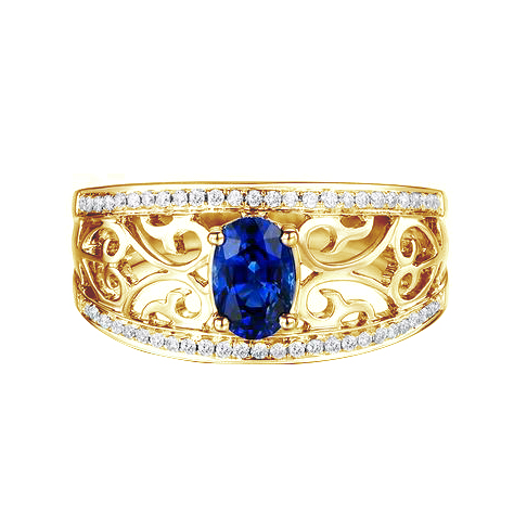 Zlatý prsten se safírem a diamanty 79248