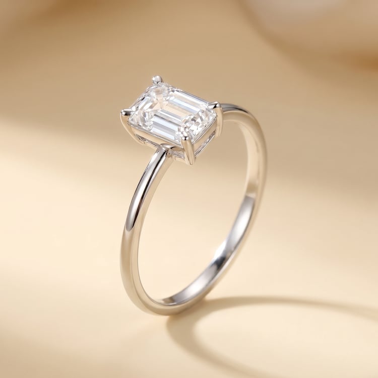 Zásnubní prsten s výběrem písmene a emerald lab-grown diamantem Olson 167493