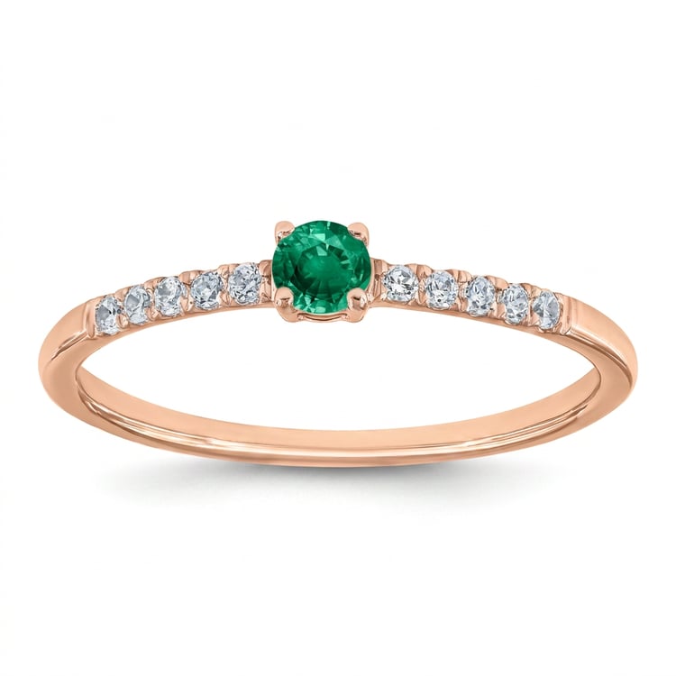 Stříbrný prsten se smaragdem a postranními lab-grown diamanty Mikey 169438
