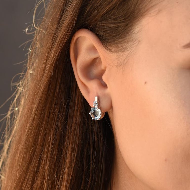 Stříbrné náušnice s nebesky modrými topazy 48965