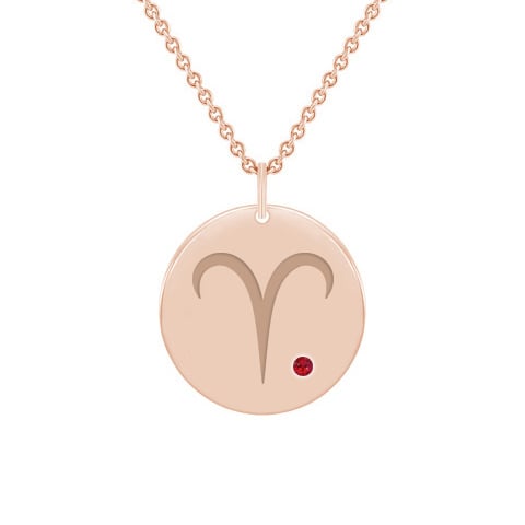 Stříbrný přívěsek se znamením a rubínem Beran 103394