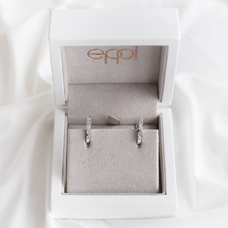 Stříbrné kruhové náušnice s lab-grown diamanty Veeti 104119