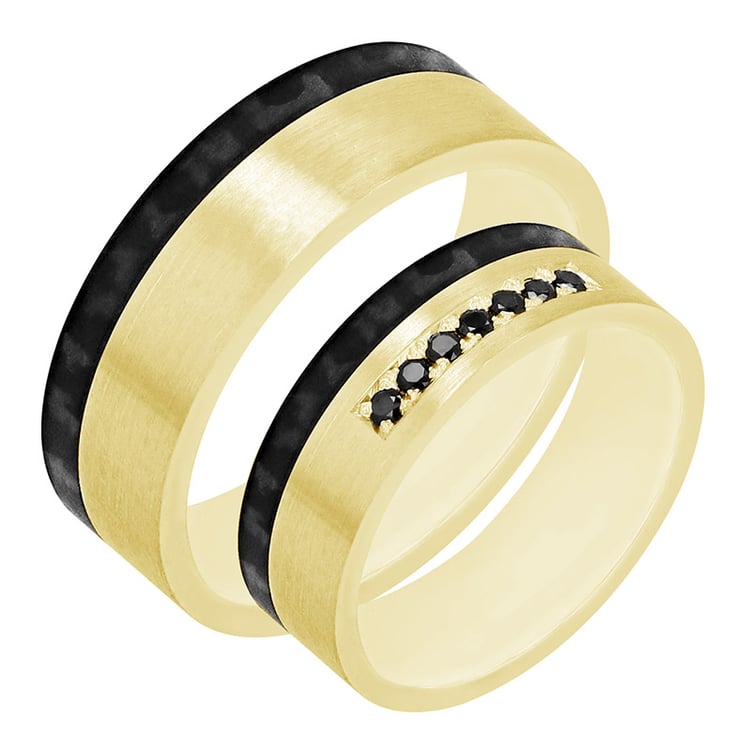 Karbonové snubní prsteny s černými diamanty