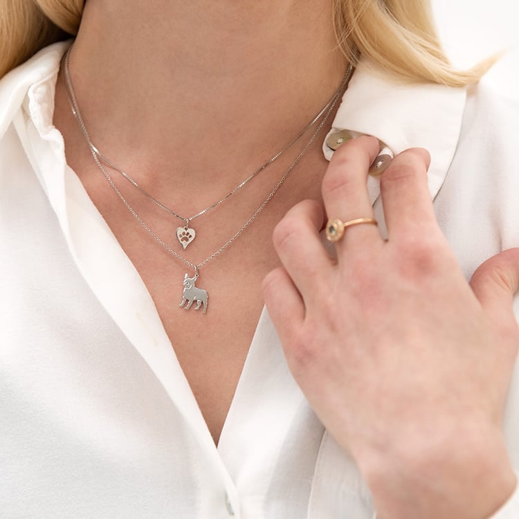 Stříbrný přívěsek psí tlapka a srdce Jeana 98193