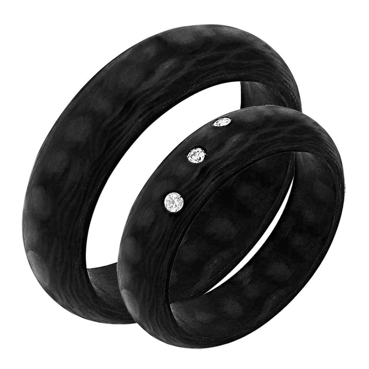 Karbonové snubní prsteny s diamanty
