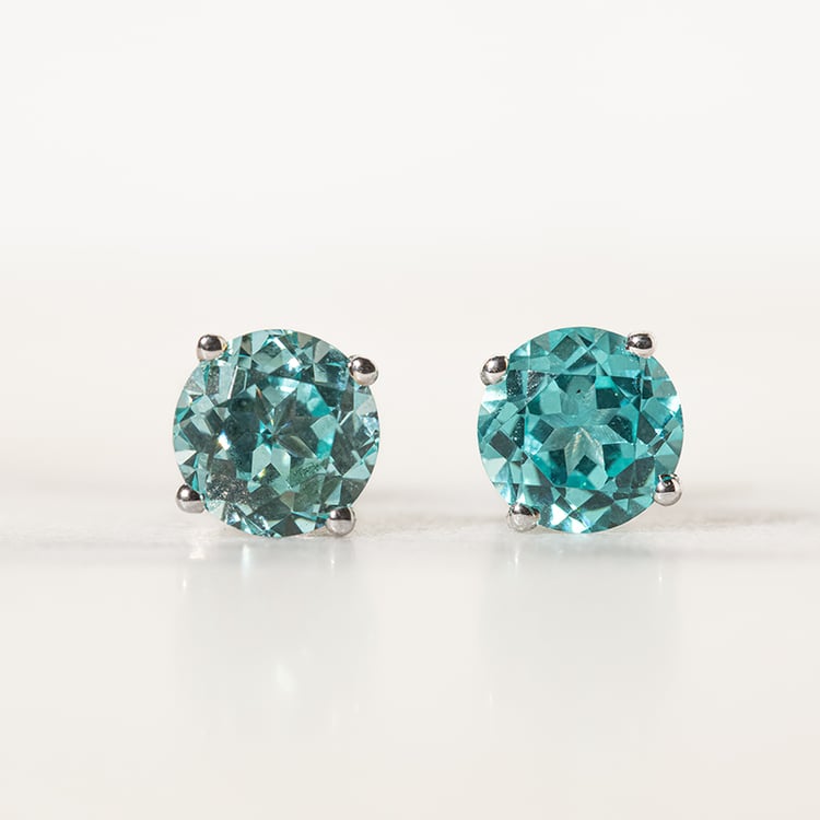 Zlaté náušnice s kulatým lab-grown paraiba turmalínem Ayla 136844