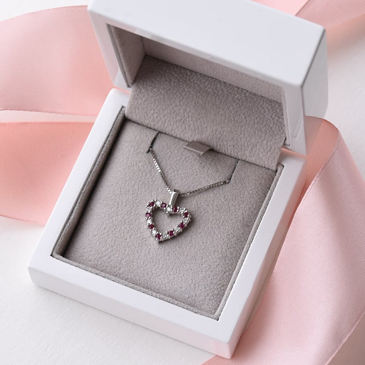 Diamantové srdce s rubíny 78452