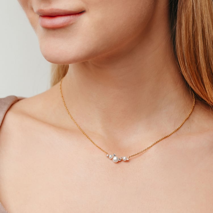 Stříbrný perlový náhrdelník s bílými topazy Tahira 163953