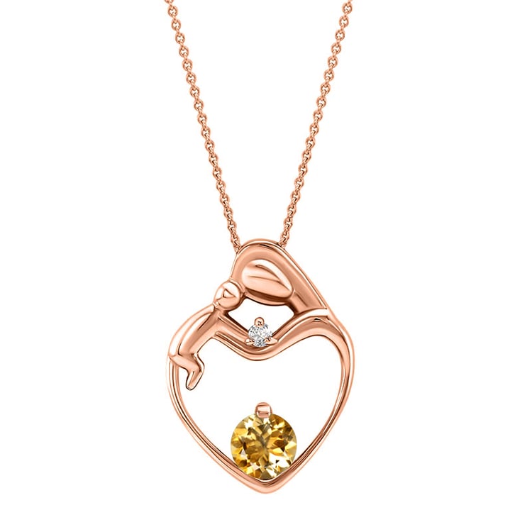 Stříbrný přívěsek matka a dítě s citrínem a diamantem Ella 108830