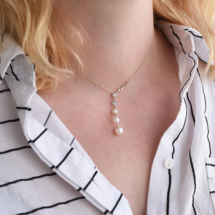 náhrdelník s perlami a diamanty 87197