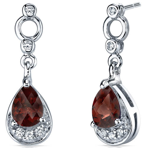 Stříbrné visací náušnice s granáty 