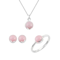 Zlatá kolekce šperků s cabochon růžovými opály Zaira