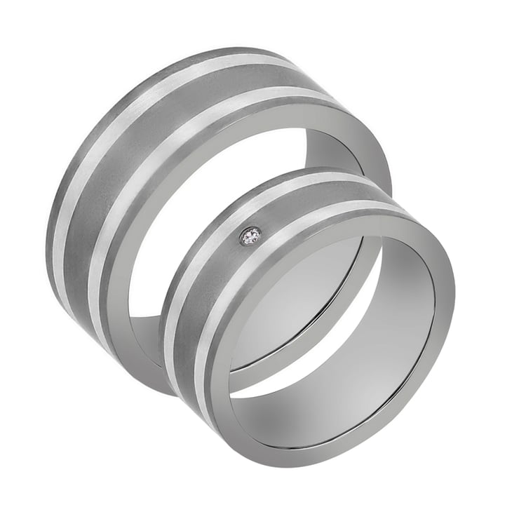 Snubní prsteny z titanu a zlata s diamantem Zubair