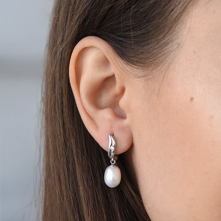 Stříbrné náušnice s perlou 78064