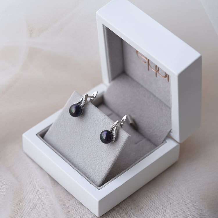 Náušnice s černými perlami 58444