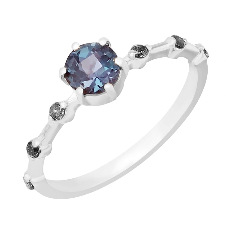 Prsten s alexandritem a postranními salt and pepper diamanty Imelda