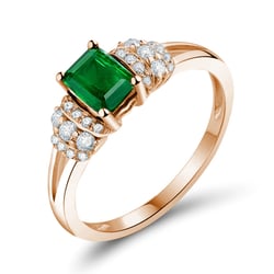 Zlatý prsten s emerald smaragdem a diamanty Mellan