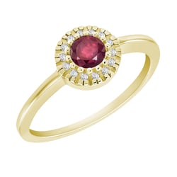 Zlatý prsten s rubínem a diamanty Tafne