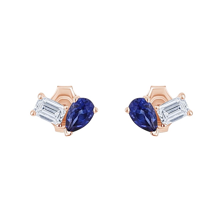 Náušnice Toi et Moi s lab-grown diamantem a safírem Aroha 134949