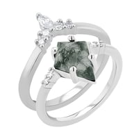 Set prstenů s achátem a diamanty Vinka