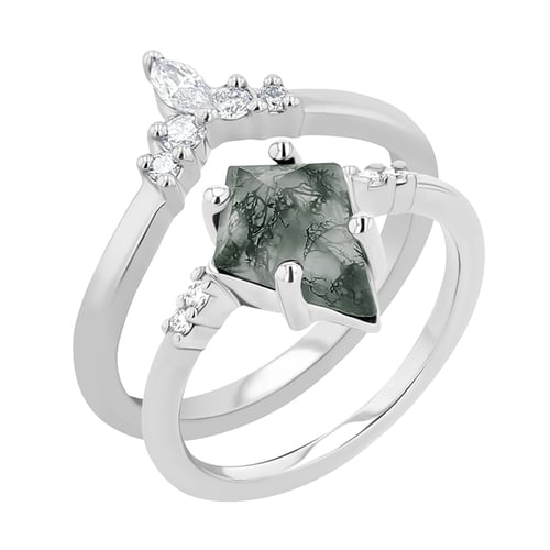 Set prstenů s achátem a diamanty Vinka